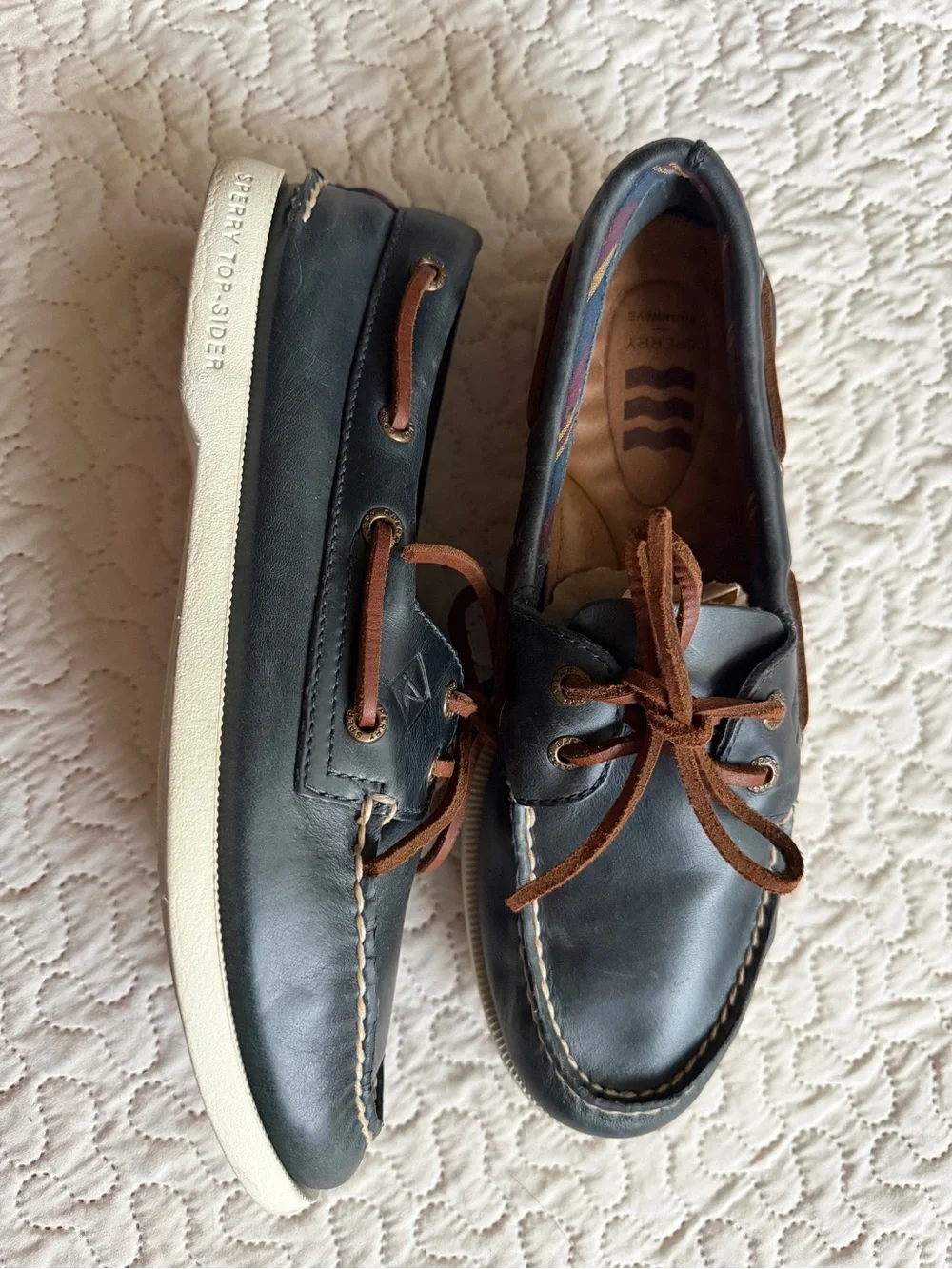 Sperry Top-Sider Men’s 7.5M Navy Blue Leather Authentic Original Boat Shoes